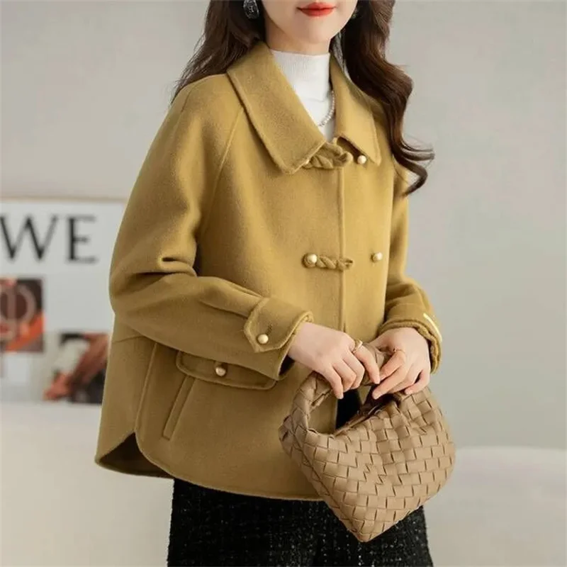 

2024 Spring Autumn New Woolen Coat Double-Faced Wool Coats Women's Short Jacket Loose Double-Faced Outwear Wool Overcoat Female