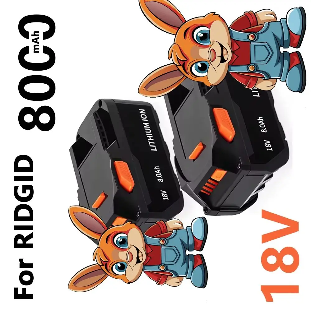 

8.0AH Lithium Ion Battery For AEG 18V Battery for RIDGID R840087 R840085 L1815R L1850R L1830R R840083 Cordless Power Tool Series