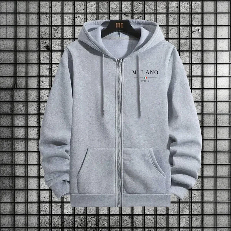 2-teiliges Set mit Kapuze, Mantel, Jogger-Hose, lässige Outfits, 2025, neuer trendiger Herren-Reißverschluss-Hoodie, schwarze Jogginghose, italienischer Mode-Trainingsanzug