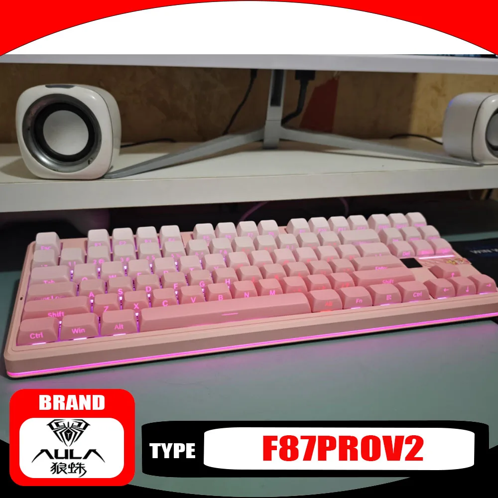 

AULA F87ProV2 Mechanical Keyboard Three Mode Wireless RGB 8000mAh Pc Gamer Accessories PBT Gasket Mac Pretty Gaming Keyboard