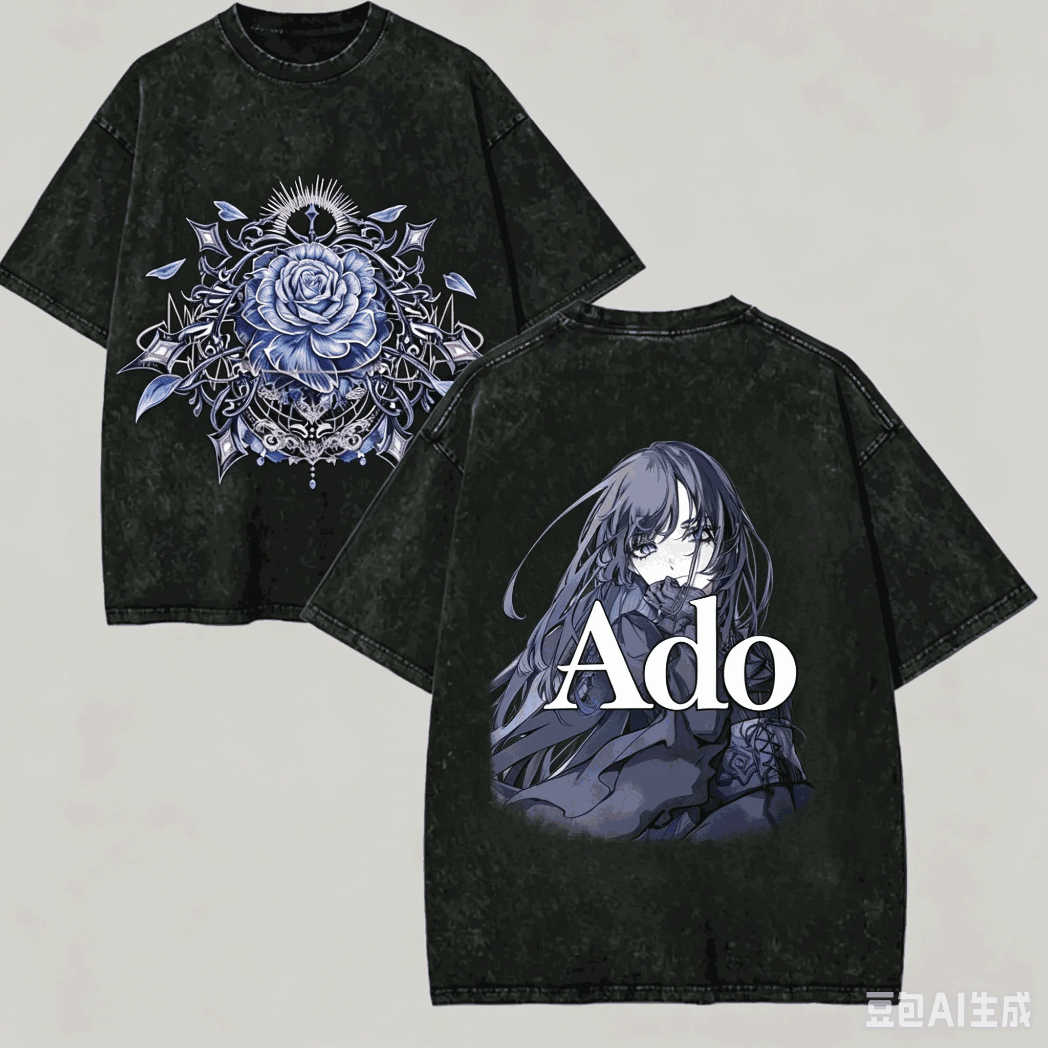 Ado Washed T shirt Anime Lover Harajuku New Model Oversized Vintage Loose Unisex personality Clothes soft hot product Breathable