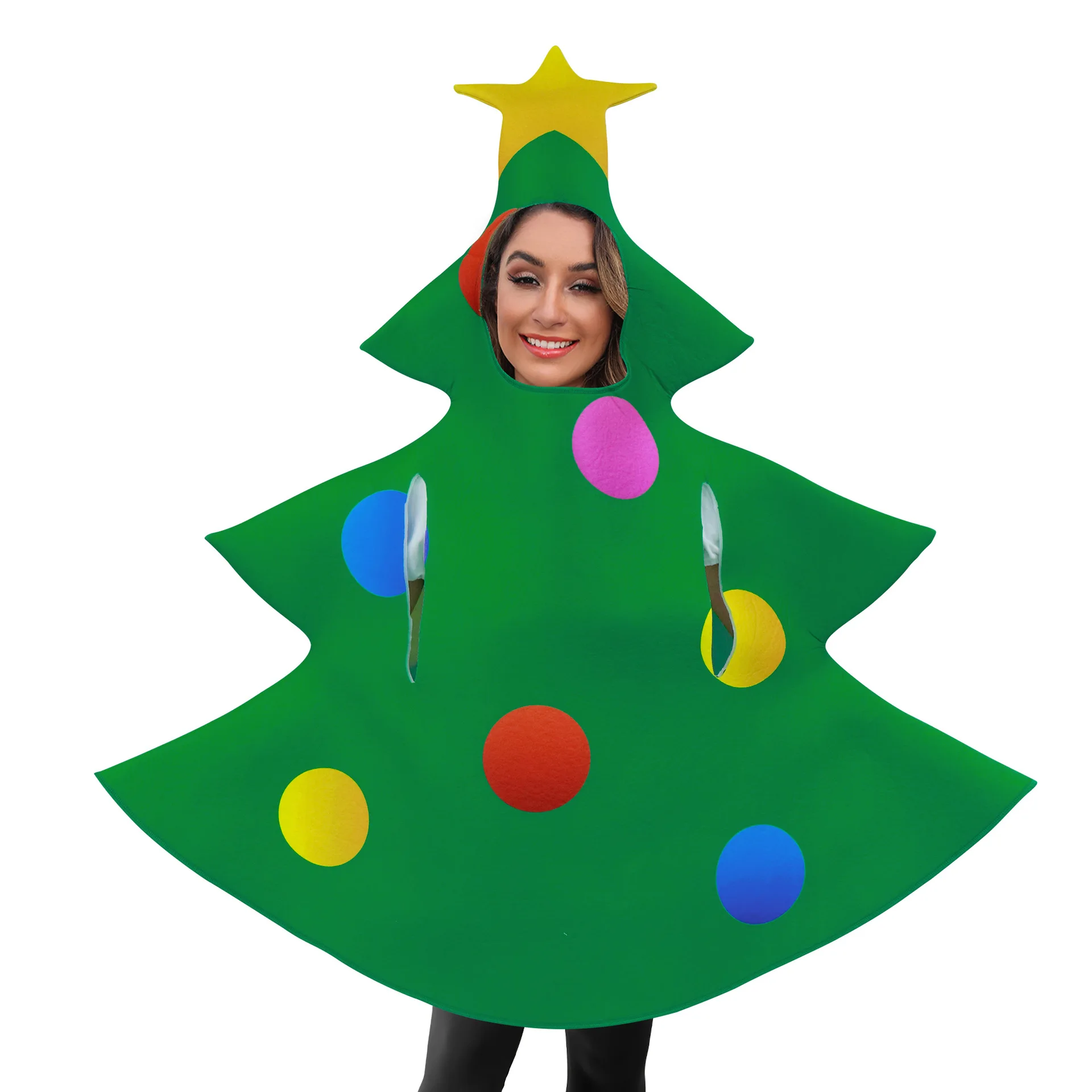

Autumn New Style Christmas Costumes Stage Performance Costumes Christmas Tree Snowman Digital Print Fun Party Costumes