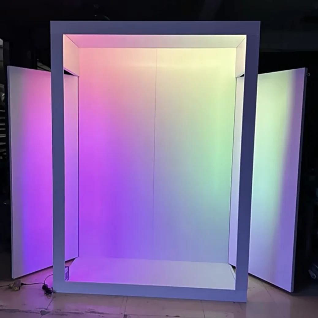 Unique Decorative Glass Infinity Mirror DIY White Cube Magazine Photo Booth Box Glamour Reflection Selfie