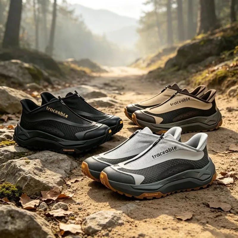 Original Brand Designer Zipper Outdoor Hiking Shoe Top Quality Wearable Mountain Climbing Footwear Anti Slip Trekking Sneakers
