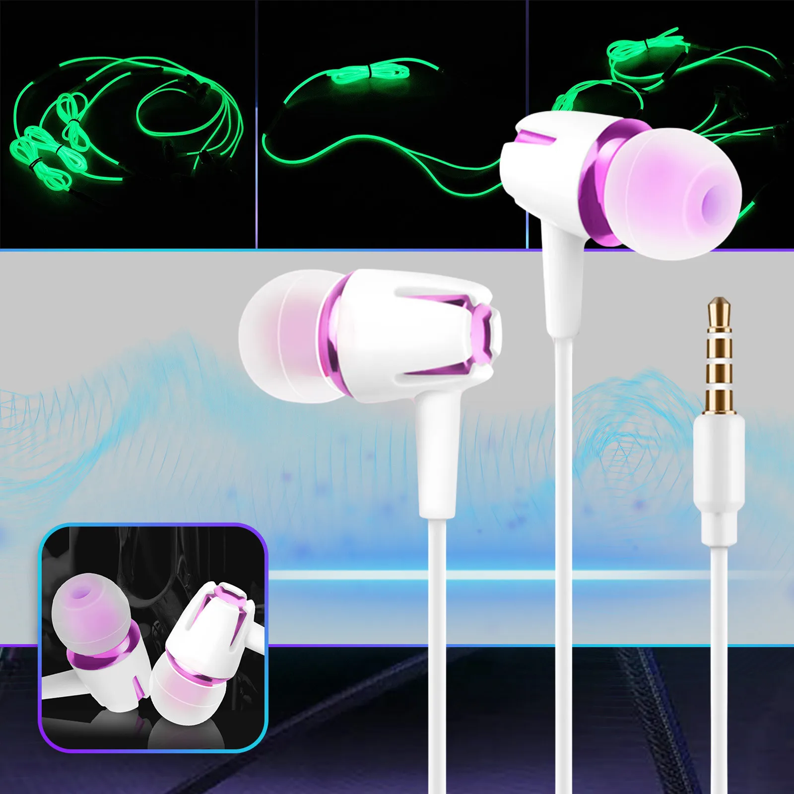 Wired Headphones Over Ear Earphone Bass Earphone Luminous In Tuning By Call Earphone Universal Wire Luminous Auriculares Cable