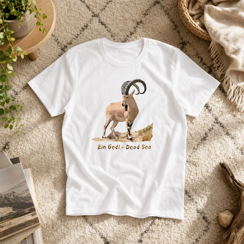 Unisex Ein Gedi Dead Sea Ibex Kids Short Sleeve T-Shirt Cute Style Comfortable Parent-Child Top Tee Israeli Souvenir Fashion