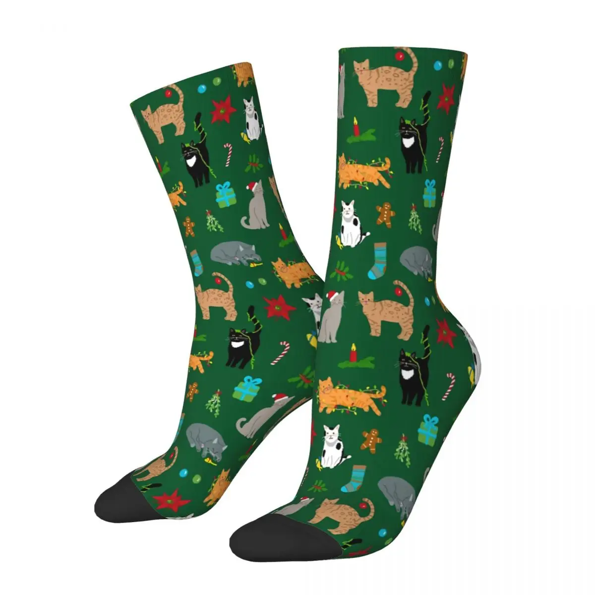 

Christmas Cats Socks Male Mens Women Autumn Stockings Printed