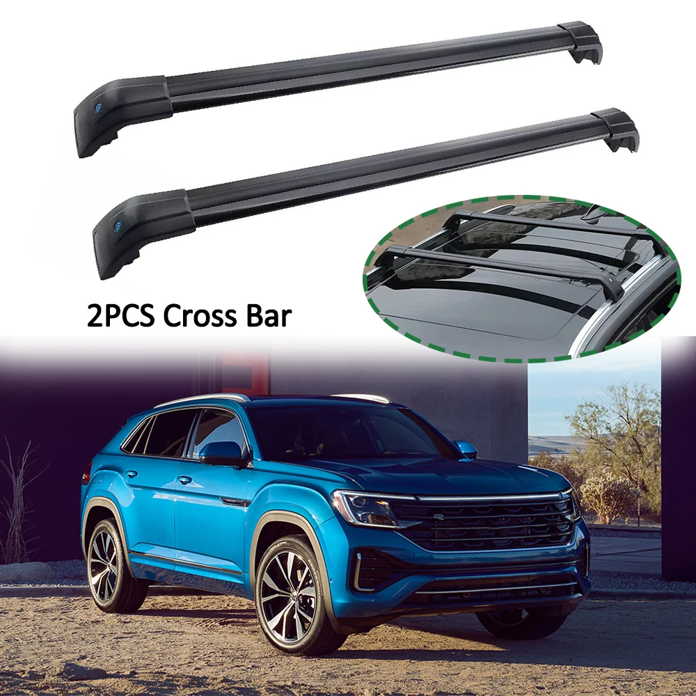 2PC Cross Bars Fits VW Volkswagen Atlas / Teramont 2018-2024 Crossbar Luggage Carrier Roof Rack Rail Carrier Lockable Cargo Bars