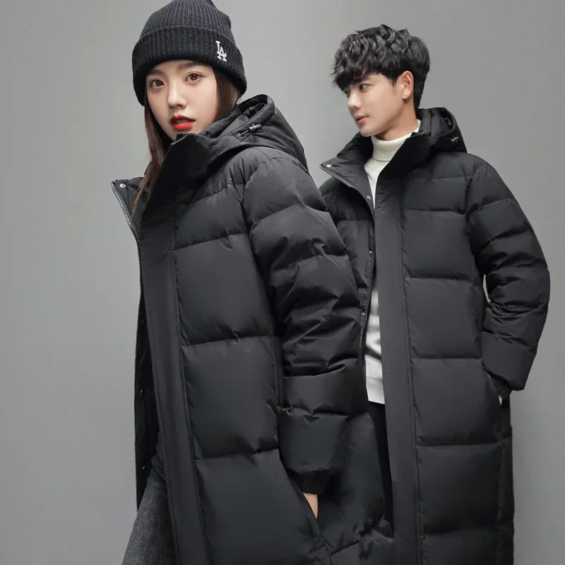 Men And Women Long Duck Down Coats New Winter White Hooded Casual Down Jackets Quality Couples Outdoor Windproof Warm Jackets 5