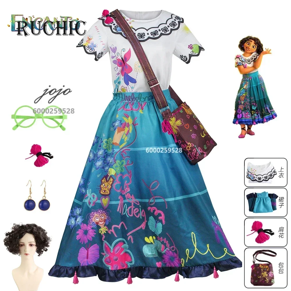 

Movie Encanto Anime Mirabel Madrigal Cosplay Costume Wig Dress for Women Girls Adult Children Halloween Carnival Comic Con Role