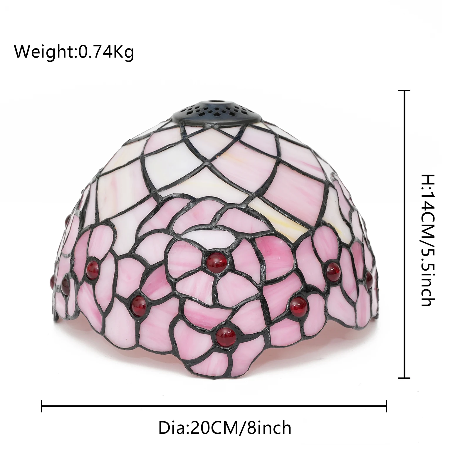 Pink Cherry Blossom Lampshade Replacement Only Stained Glass Style Lamp Shade 8 Inch for Table Lamp Pendant Light