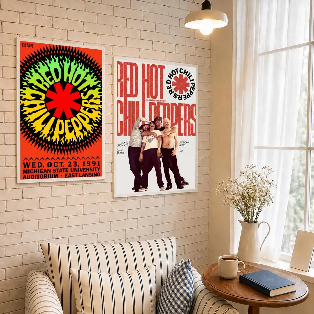 Band R-Red Hot Chili Peppers Poster PP Self-Adhesive Waterproof Wall Decor for Bedroom,Living Room,Dorm,Bar Aesthetic Decor Gift