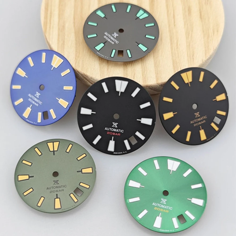 

28.5MM Retro Watch Dial Green Luminous Watch Faces Watch Accessories for NH35 NH36 Movement Single Calendar Dial NH35