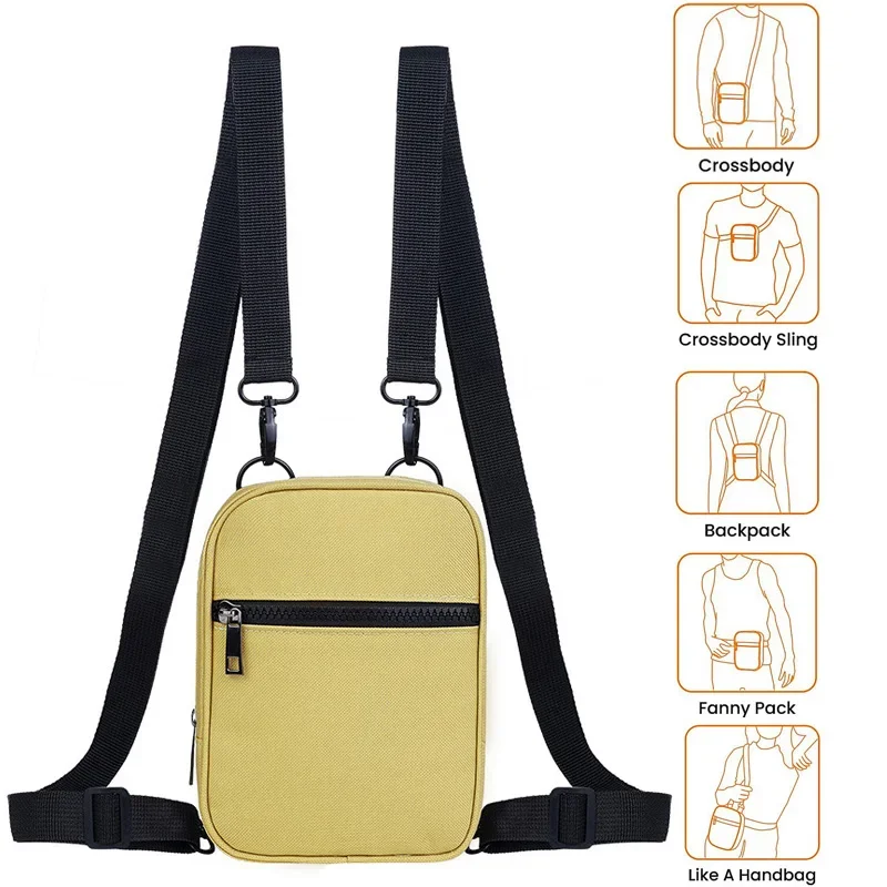 Men Women Crossbody Bag Genuine Nylon Shoulder Sling Bag Small Messenger Waist Pack Multifunctional Long Wallet Purse