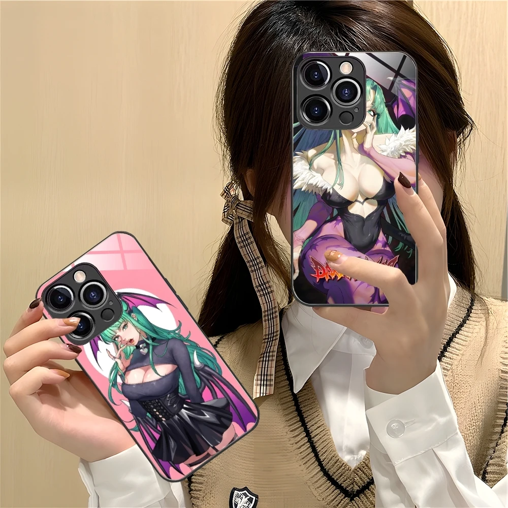 Darkstalkers Morrigan Mobile Cell Phone Case for iPhone 16 15 14 13 12 11 X XR XS 8 Pro Max Plus Mini PC Glass Phone Cover Shell