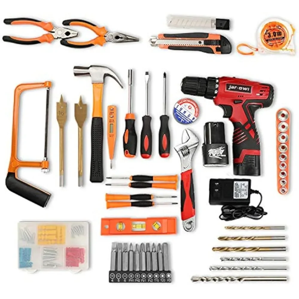 For 108 Piece Power Tool Combo Kits with 16.8V Cordless Drill,Tools Set with DIY Hand Tool Kits for Professional Garden