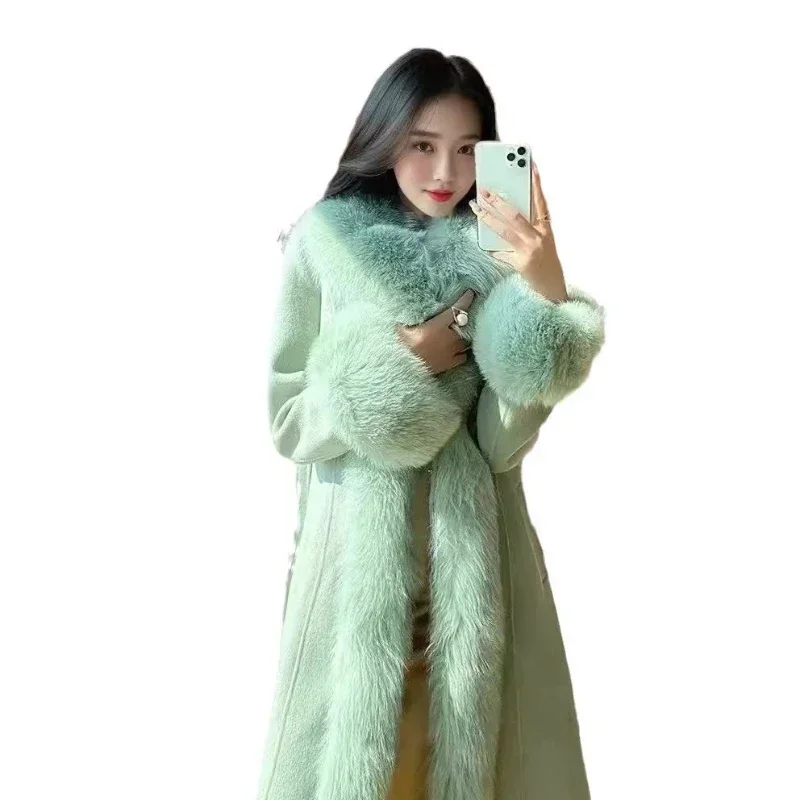 جديد إمرأة شتاء فو مارتن معطف الفرو سترات طويلة معطف الموضة كبير الفراء طوق سترة فضفاضة الحد من العمر أبلى JJ133