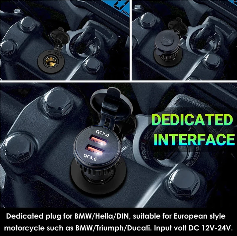 Adapter szybkiego ładowania Motocykl QC 3.0 gniazdo motocyklowe 12v do usb c eu wtyczka Hella DIN Gniazdo zasilania dla BMW