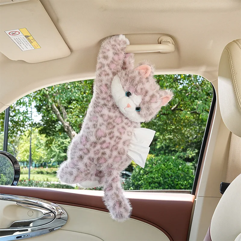

NEW Tissue Box Cute Cat Car Tissues Boxes Plush Doll Car Hanging Cardboard Box Creative Cartoon Tissue Bag Women Car Tissue Box