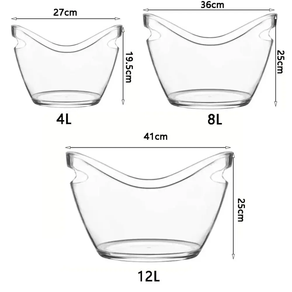 Durable 4/8/12L Transparent Ice Bucket Acrylic Large Capacity Wine Chilling Bucket Anti-fall Champagne Bottles Ice Cooler Party view 4