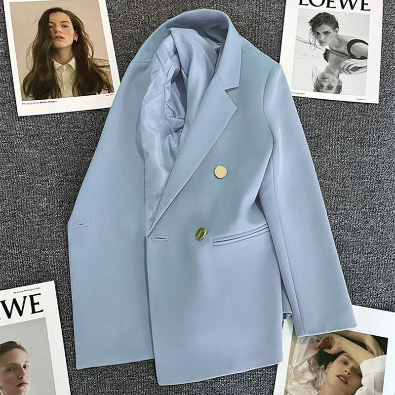 Advanced Sense ชุดเสื้อแจ็คเก็ตฤดูใบไม้ผลิใหม่ฤดูใบไม้ร่วงผู้หญิงสบายๆเกาหลี Blazer Coat หลวม Overcoat Lady Blazers Tops