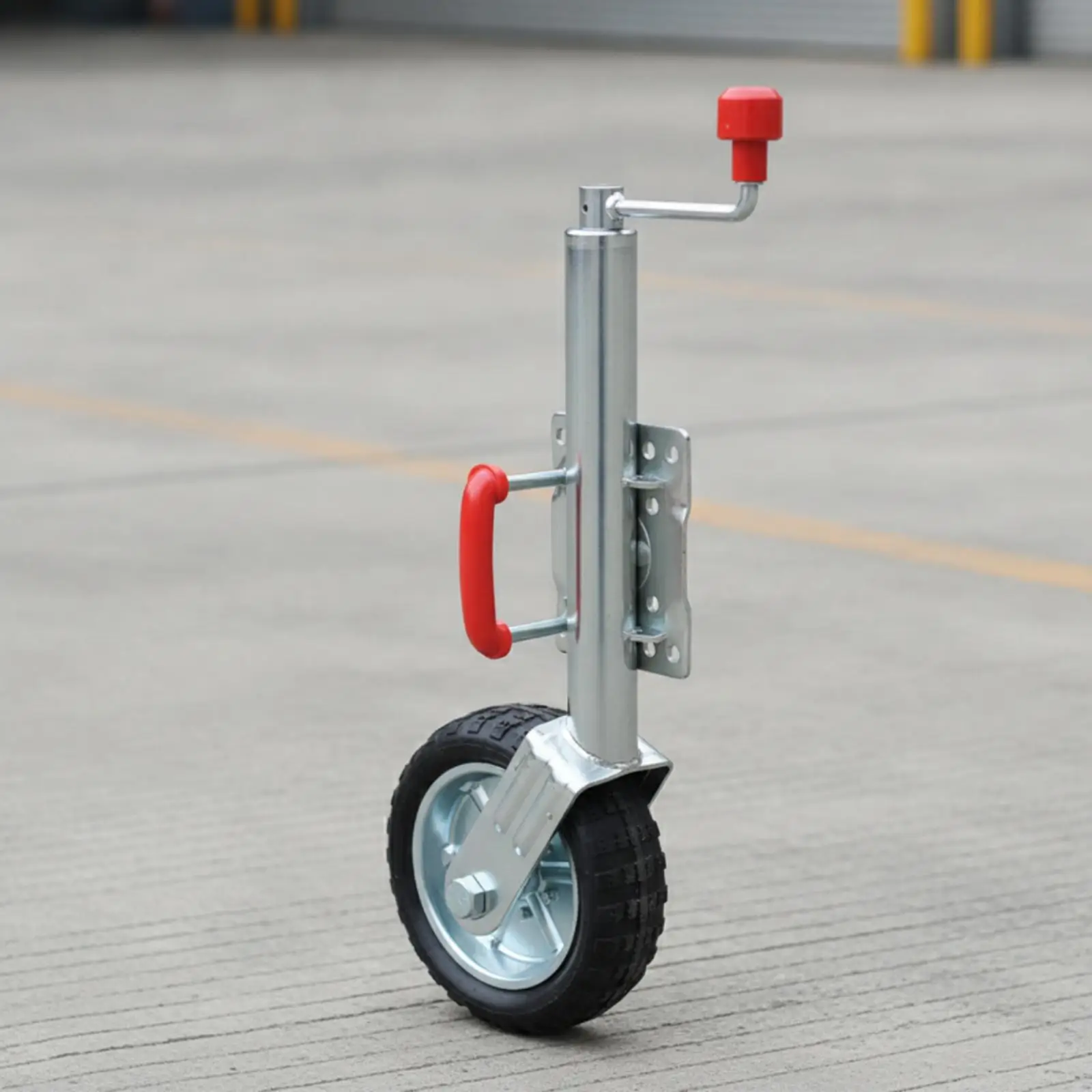 Trailer Jack with Guide Wheel Heavy-Duty Top-Wind Trailer Jack Swivel Support Wheel Swiveling Adjustable for Caravans