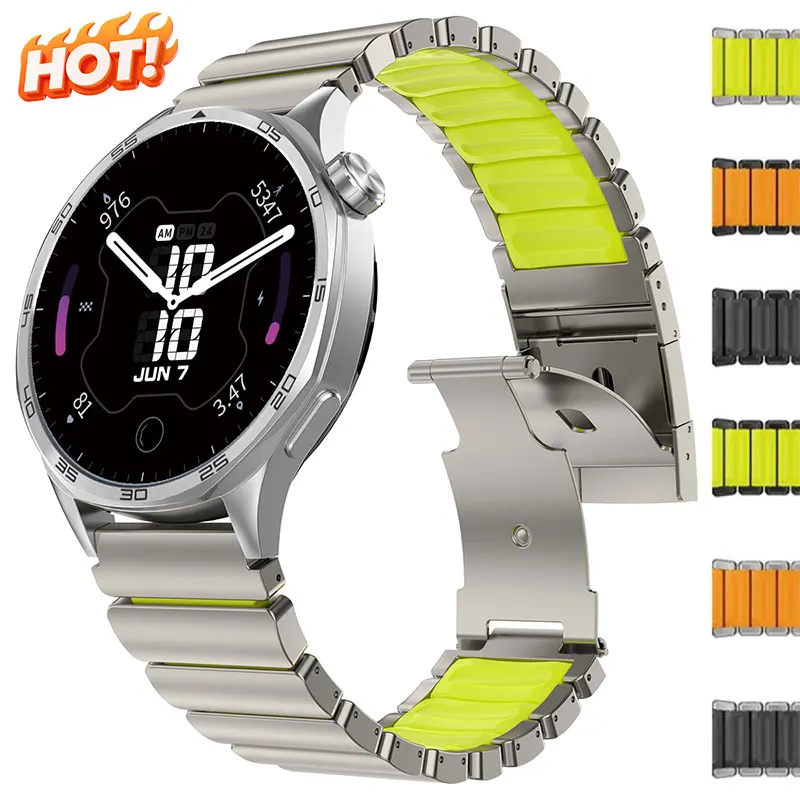 

22-миллиметровый титановый металлический ремешок для Huawei Watch GT6Pro/GT6/GT5/4 46 мм, роскошный резиновый ремешок для Amazfit Watch Balance Active 2
