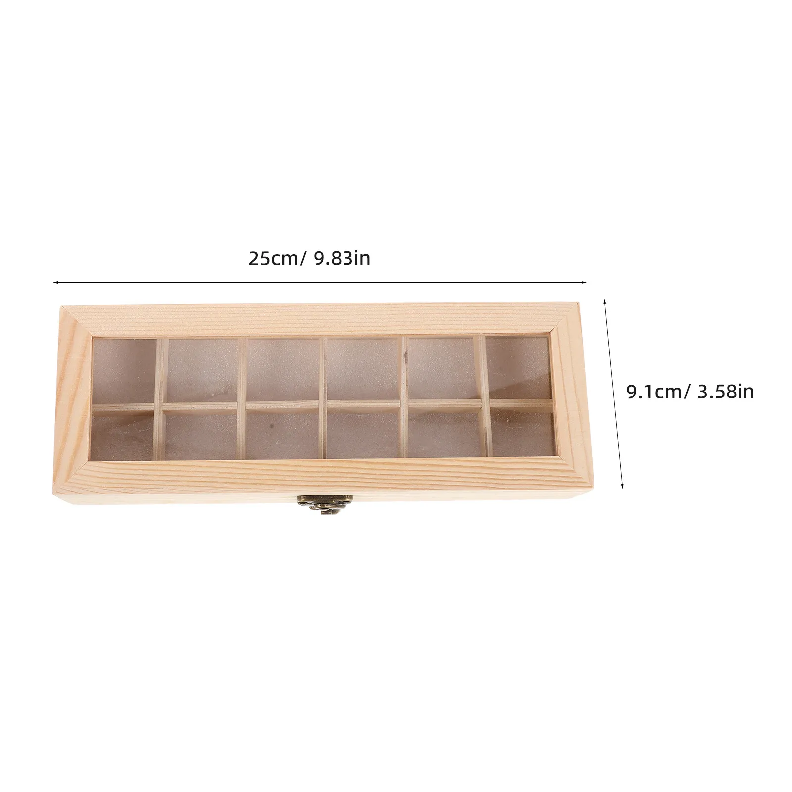Wooden Rock Collections Box Crystal Display Case with Clear Lid 12 Grid Compartments for Gemstone Seashell Mineral Specimens