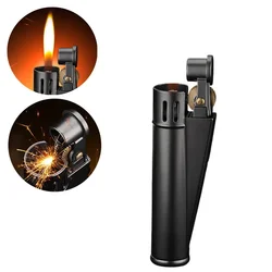 Retro Grinding Wheel Slider Ignition Oil Lighter Metal Machinery Durable Gutter Flint Oil Windproof Lighter Men's Gift