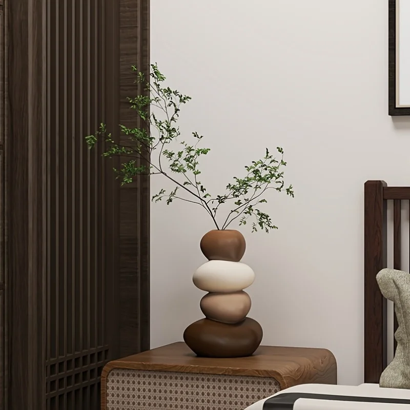 Deer Figurine with Vase Home Decor Good Luck Charm for Living Room Dining Table Gift