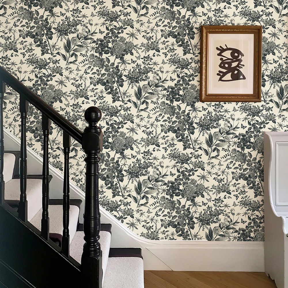 ورق حائط ذاتي اللصق على شكل زهرة ريترو مقاوم للاهتراء وقابل للإزالة لتزيين المنزل ورق حائط مقاوم للماء وقابل للتقشير واللصق