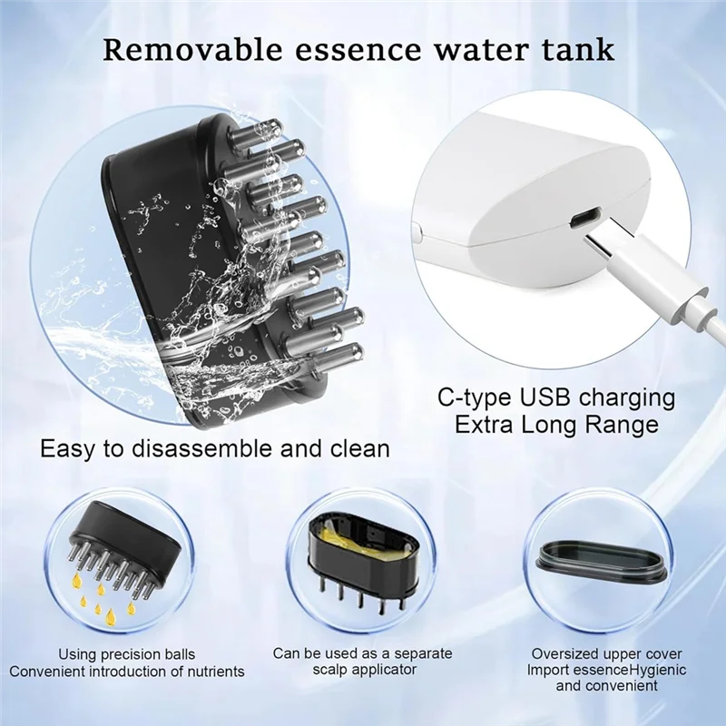 أداة توزيع زيت الشعر الكهربائية من ABBK، مشط تدليك فروة الرأس، توزيع الزيوت العطرية بالتساوي ودقيق على فروة الرأس