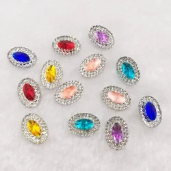 60pcs Resin 10*14mm Oval Gem flatback Bling rhinestone Ornaments DIY scrapbook Wedding appliques craft SW36