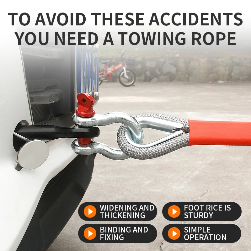 Car Trailer Rope Off Road Pulling Rope 3-5 Ton 4M 5M Trailer With Rescue Pulling Rope Steel Wire Rope Thickened Special