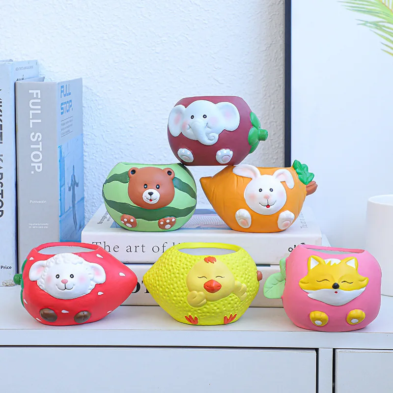 Cute Animal Flower Pot Ceramic Creative Pen Holder Succulent Plants Flower Pot for Home Office Party