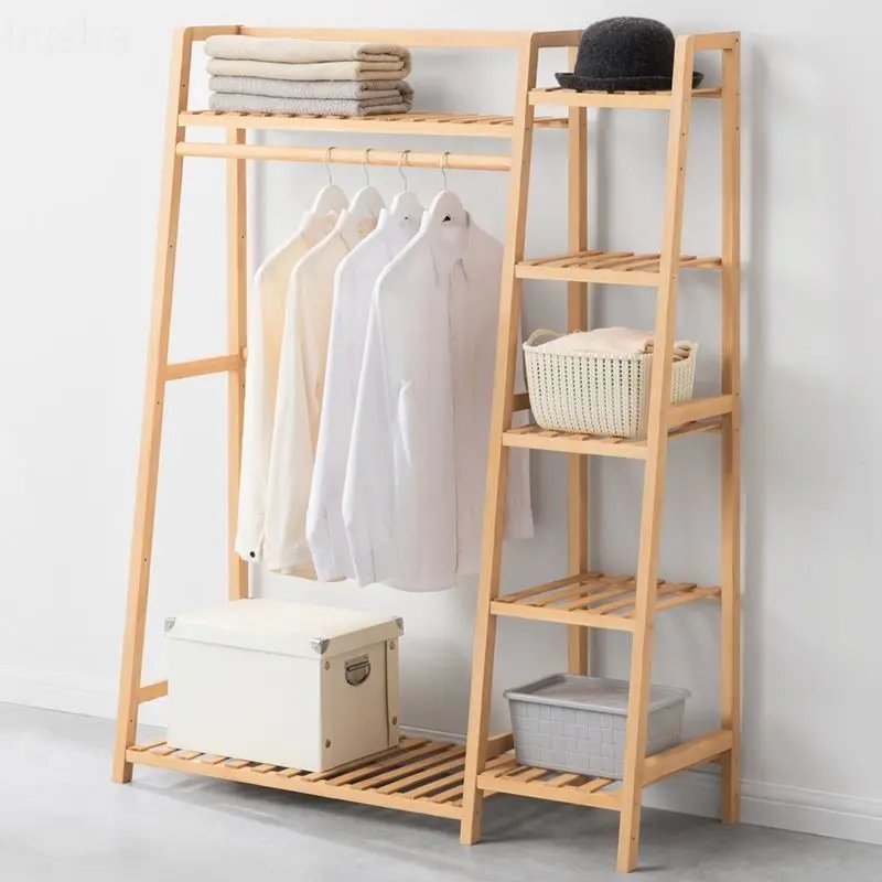 Hanging hanger floor standing coat rack drying rack rod bedroom home clothes rack small wardrobe rental bathroom accessories