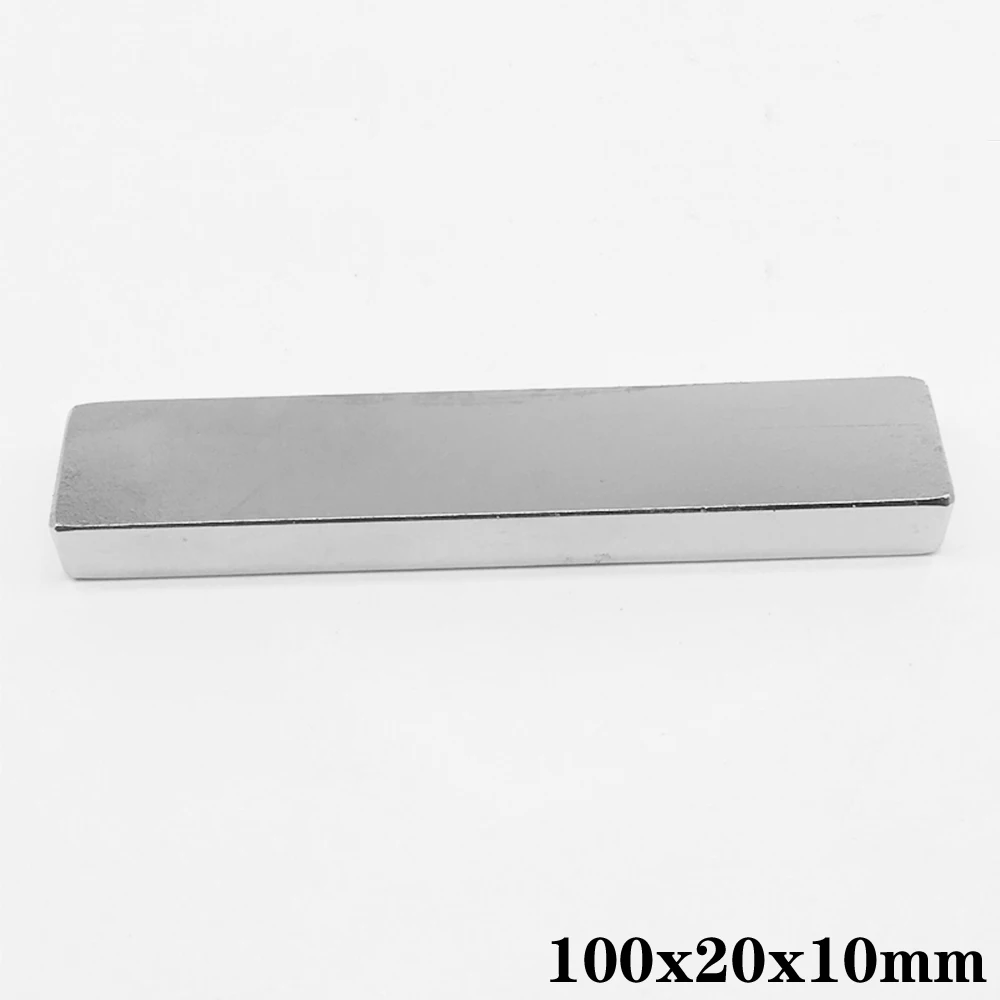 Imanes potentes de neodimio de hoja más larga, imanes permanentes fuertes NdFeB de 100x20x10mm, 100x20x10mm, 1/2/3 Uds.
