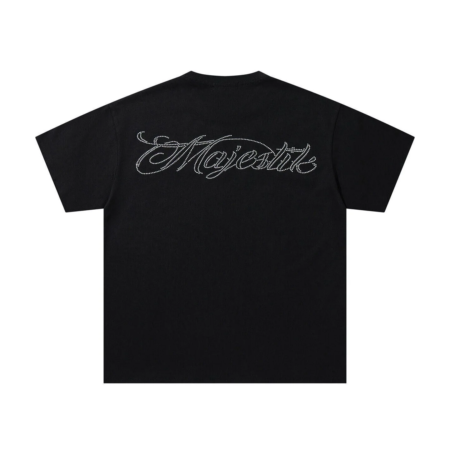 MAJESTIK American Hip Hop Beaded Letter Print Short-Sleeved T-Shirt - Loose-Fitting Street Retro Casual Shirt for Men and Women