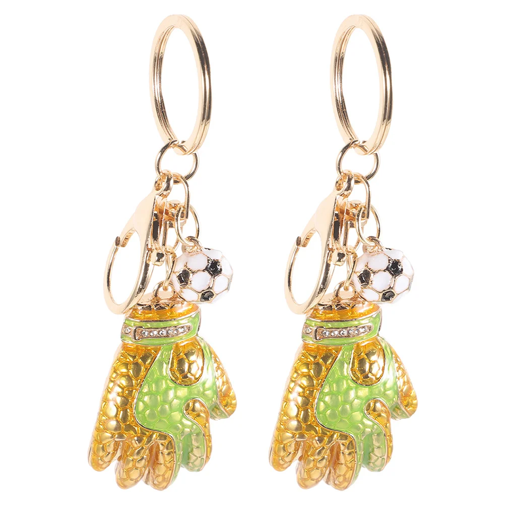 

2 Pcs Football Glove Keychain Backpack Hanging Ornaments for Decoration Purse Pendant Metal Luggage Man