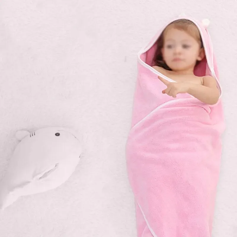 Asciugamano da bagno per bambini Morbido e caldo per dormire Swaddle Wrap per ragazza Ragazzo Coral Fleece Coperta per neonato Accappatoio con cappuccio per bambini