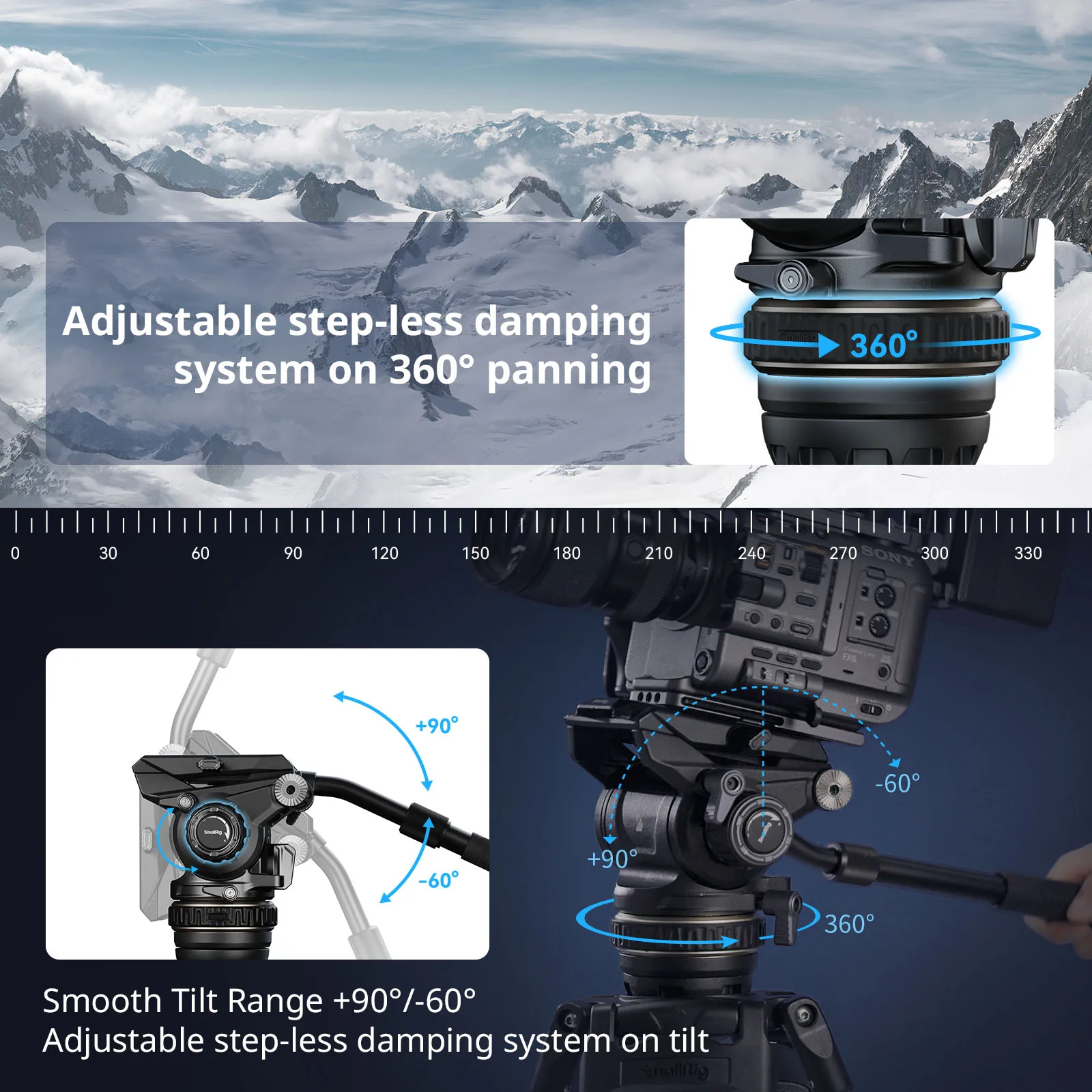 SmallRig AD-120 FreeBlazer カウンターバランス カーボンファイバー ビデオ三脚キット、77 インチ ビデオ三脚、6 段階カウンターバランス付き、調整可能