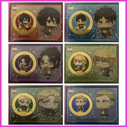 Anime Attack on Titan Rare MGR Gold Coin Refraction Foil Mikasa Eren Hange Armin Toys for boys Collectible Card Birthday Present