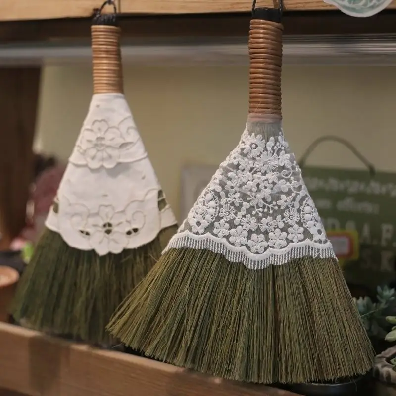 Home Mini Micro Desk Cleaning Straw Broom Dustpan Gardening General Store Garden Ornament Dusting Tool