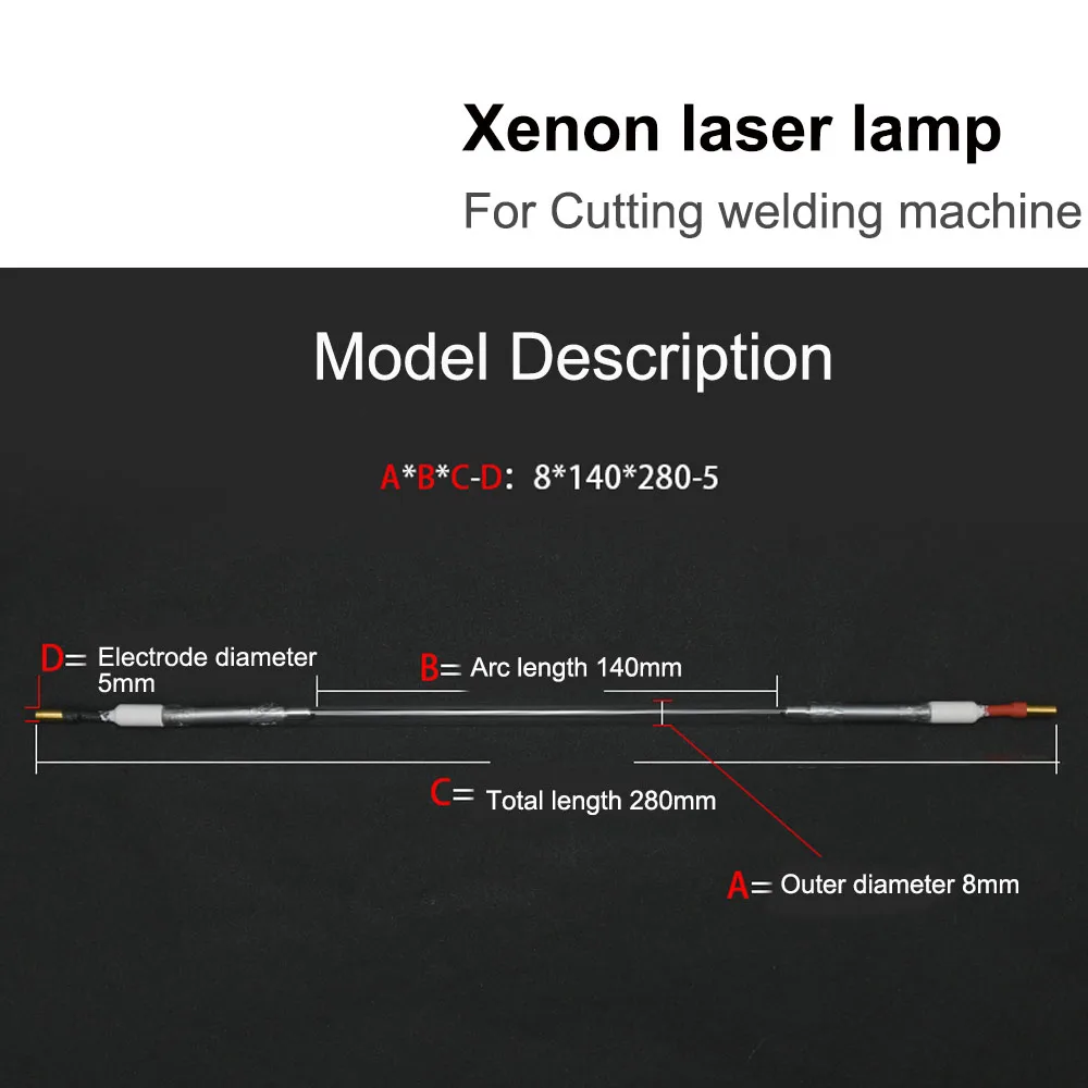 Xenon 8*125*270 Tubo Laser Xenon Lampada Ad Arco Corto Flash Laser Lampada Pulsata Per Parti di Macchine di Saldatura Accessorio Laser YAG lampada allo xeno