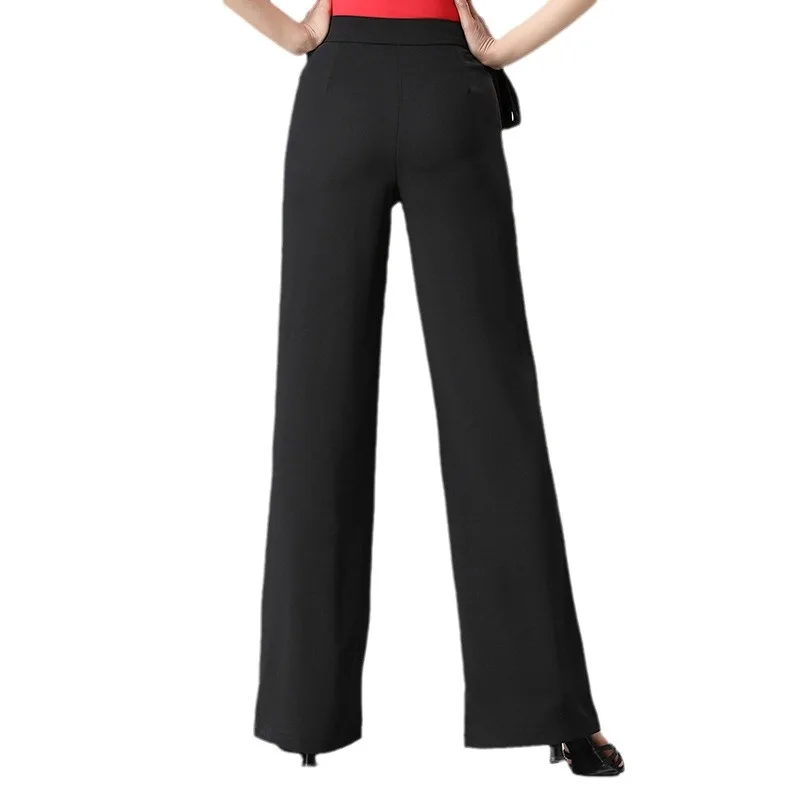 Modem Dancing Pants Hundred Fashion Wide Leg Latin Dance Pants Women Draped Feeling High Waist Straight Pants Women Thin Clothes