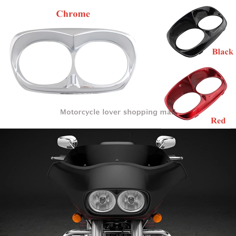 

Motorcycle Dual Headlight Fairing Trim Bezel Scowl Headlamp Cover ABS Plastic For Harley Davidson Road Glide 1998-2013