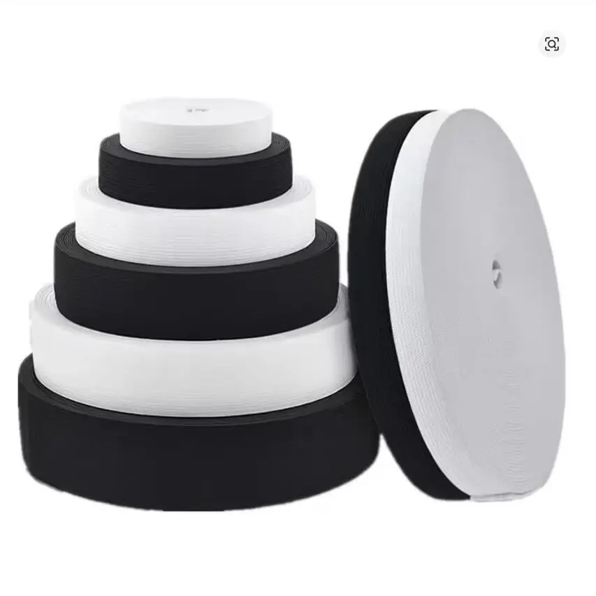 4~8 Meter 20mm/25mm/30mm/35mm/40mm/45mm/50mm Schwarz-Weiße Nylon Hochelastische Bänder für Kleidung und Hosen Nähzubehör – Detail 6