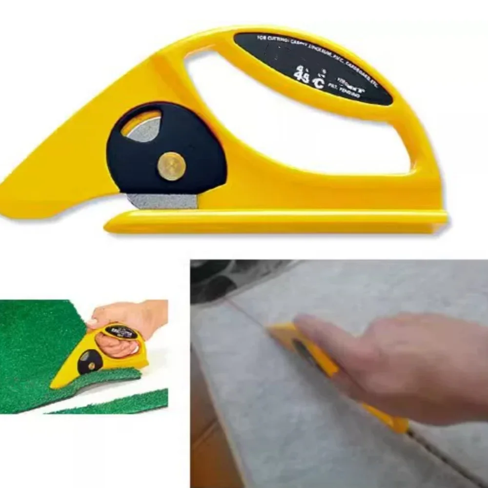 OLFA 45‑C Rotary Carpet Cutter, Safety Circular Cutting Tool for Carpet & Leather, Multi‑Stage Adjustable Round Blade Slitter