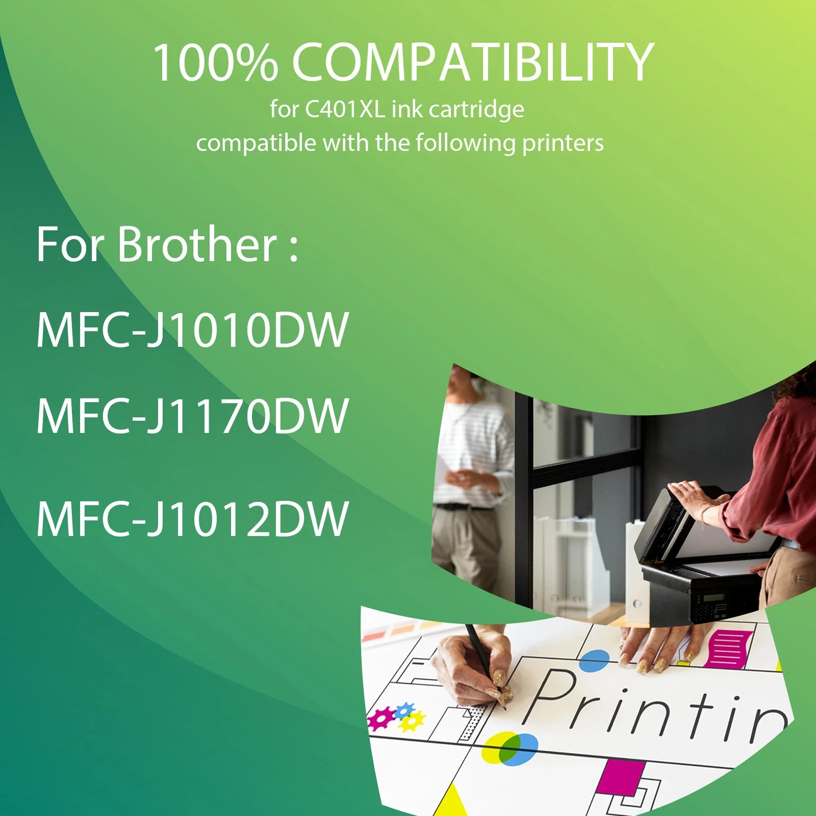 1 Combo LC401XL Color Ink Cartridge For Brother MFC-J1010DW MFC-J1170DW J1012DW