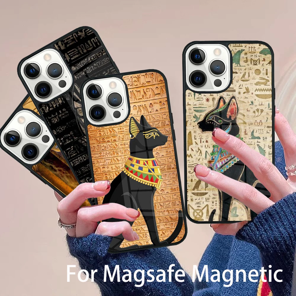 

Egypt Nefertiti Anubis Phone Case Magesafe Magnetic Wireless Charge Cover For IPhone 16 11 12 13 14 15 Pro Max Plus Mini